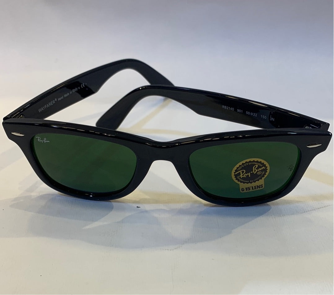 YAR RB Glossy Black Frame Green Shade Sunglasses RB2140 901 50 22 150 3N