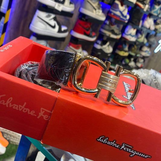 Ref Black Colour Rose Gold Colour Buckle Men Belt 12113