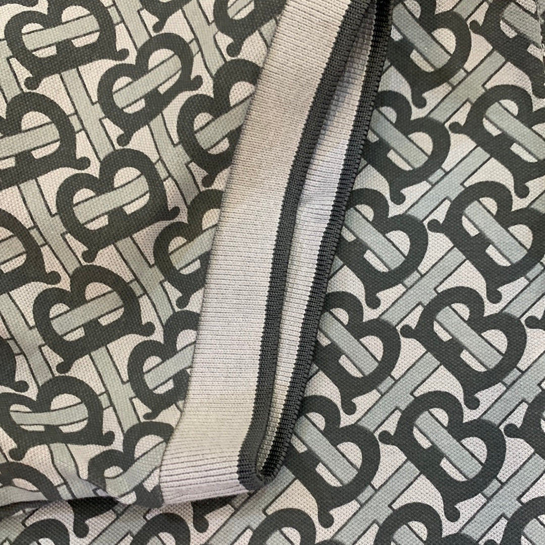 BUR Gray Colour Bur Print in Full Half Sleeves Collar TShirt