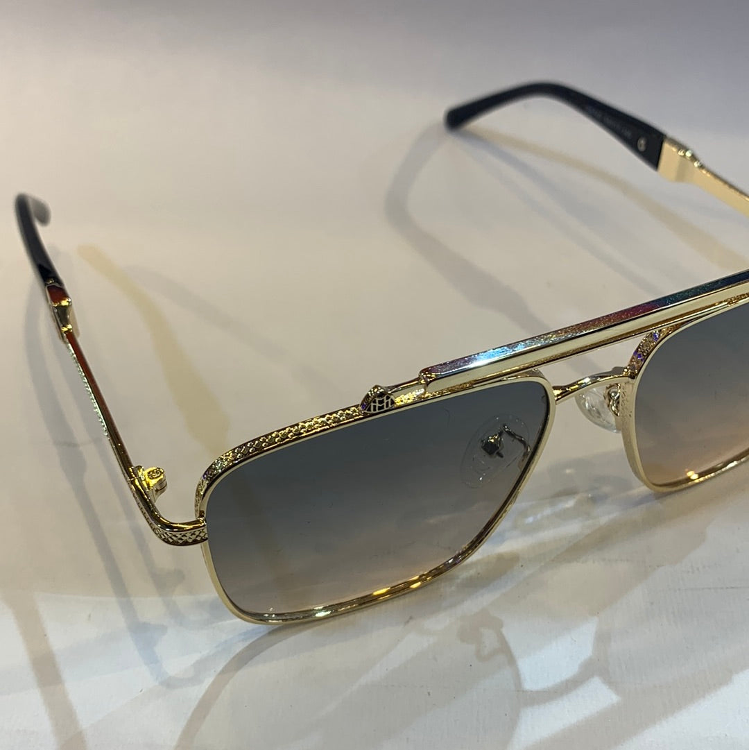 YAM Golden Frame Blue Shade Sunglass 2A740 58 17-140