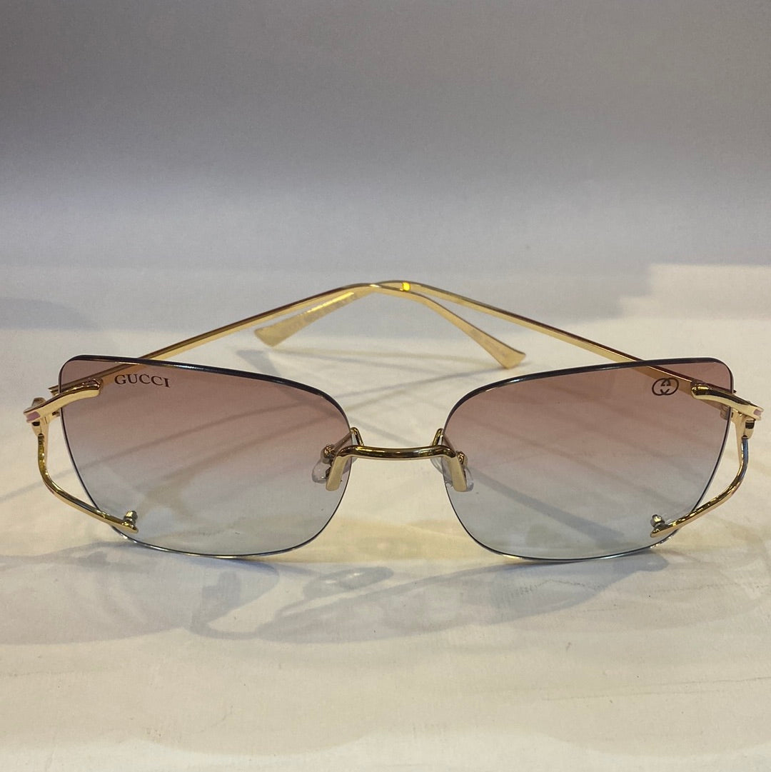 CUG Frameless Golden Stick Pink Blue Shade Sunglass G611 58 15-140
