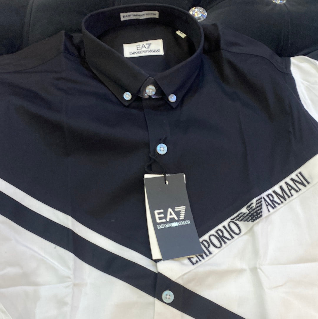 MRA Black White Colour MRA Logo Embroidery Design Imported Lycra Cotton Fabric Men’s Shirts 9161