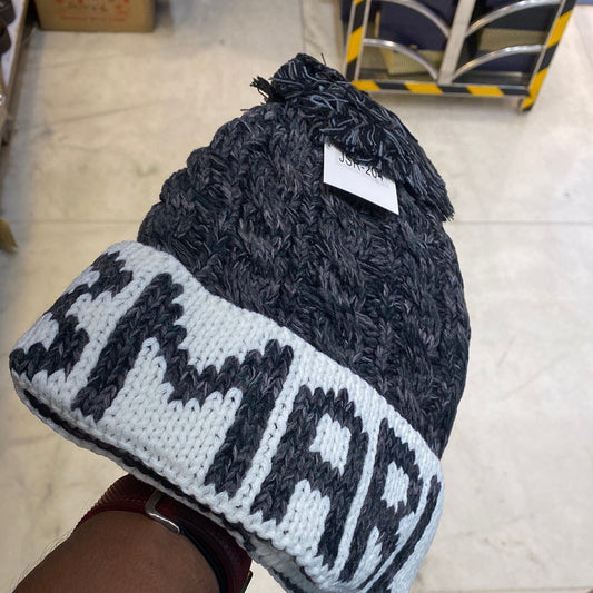Black White Colour Bobble Hat And Woolly Hat Bobble Pumpum Unisex Cap Hats 9333