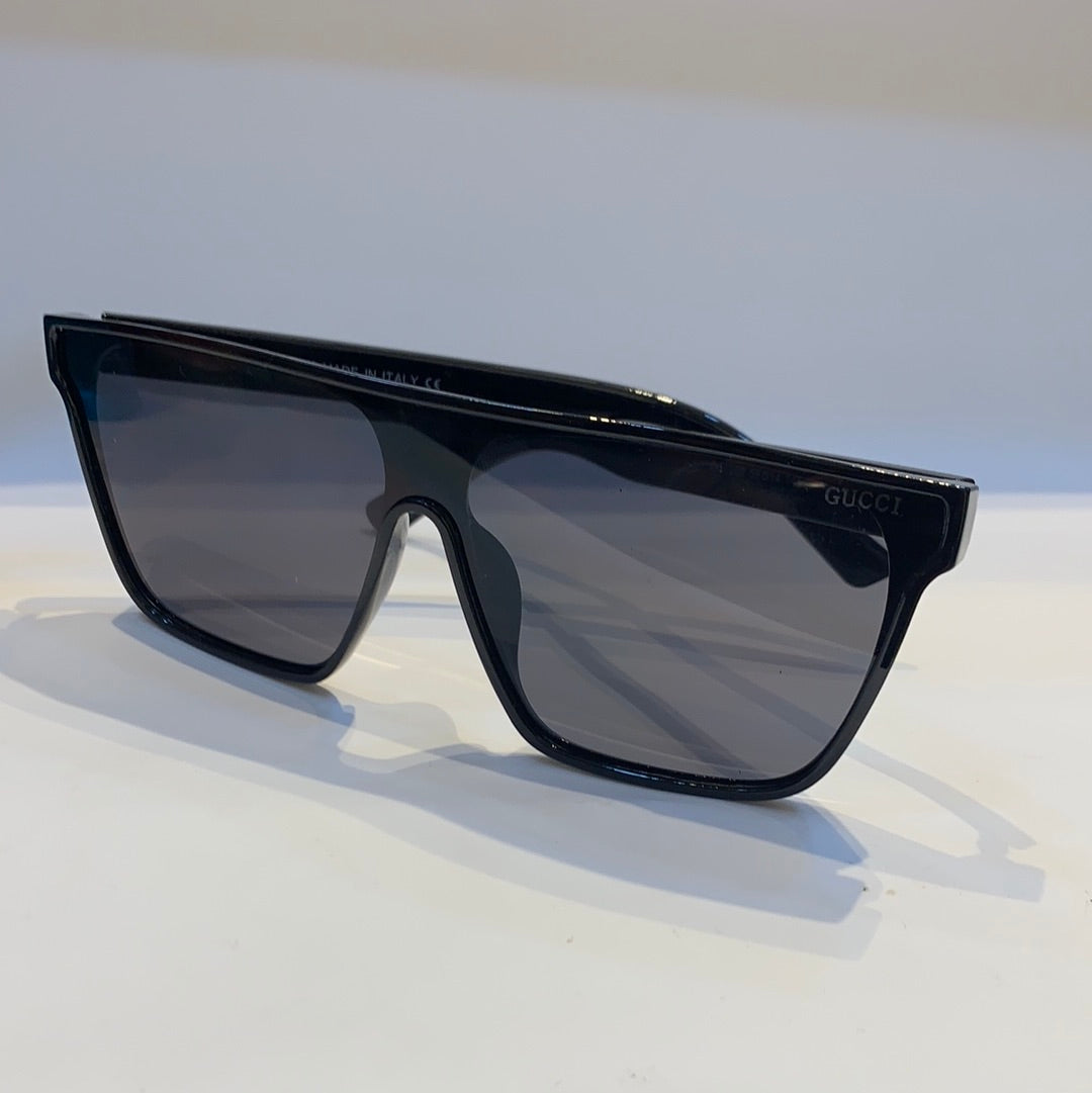 Cug Glossy Black Frame Black Shade Unisex Sunglass GG0268 59 14 145