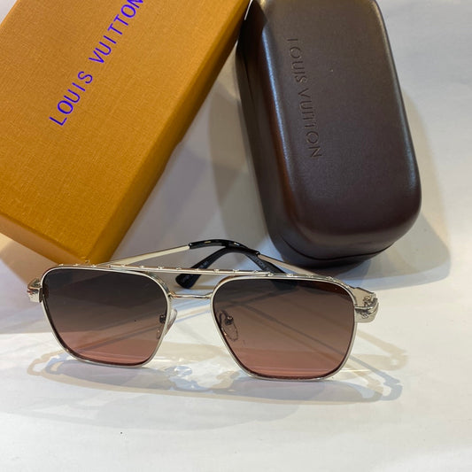 UOL LV VL Silver Frame Brown Purple Dual Shade Unisex Branded LV1121 C5 57 16-141