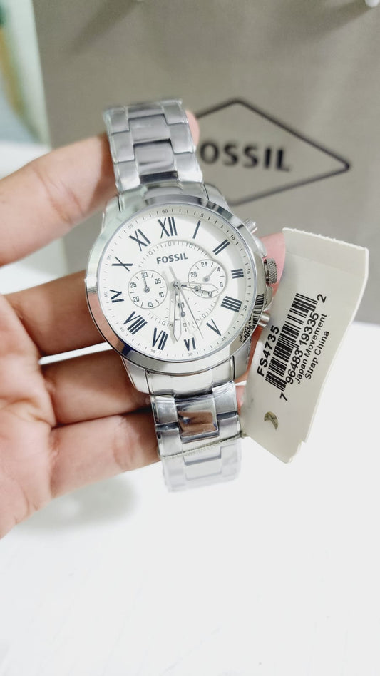 Sof Silver Chain White Dial chronograph Man Watch