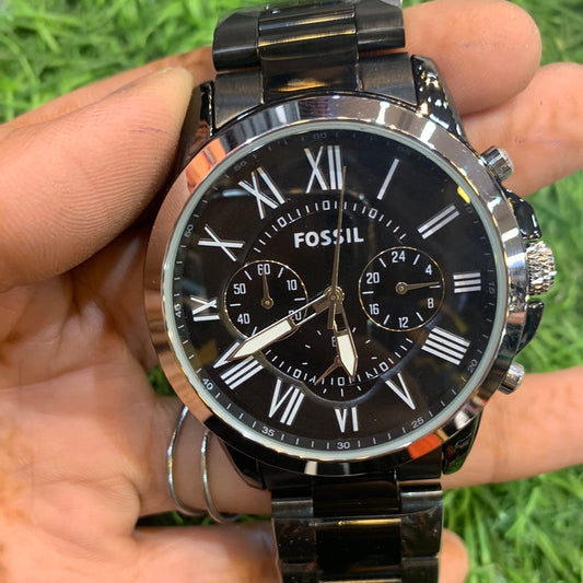 Black chain silver ring dial black dial Chrono working men’s watch