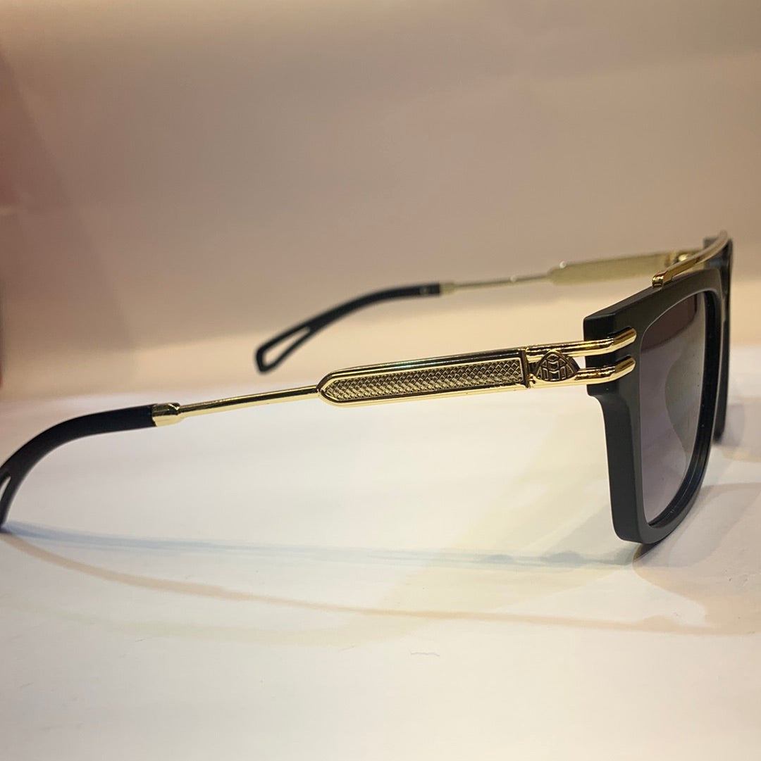 YAM Gold Frame Black Shade Unisex Sunglass LH035 53 18-145 UV400