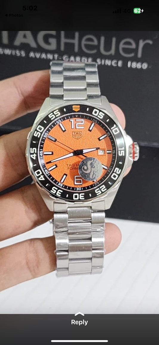 Gat Silver Chain Grange Dial Premium Quality Men Watch 901218