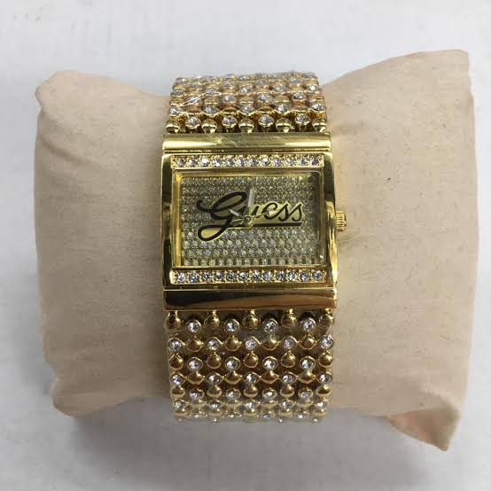 EUG Gold Chain Gold Square Dial Ladies Watch 493129