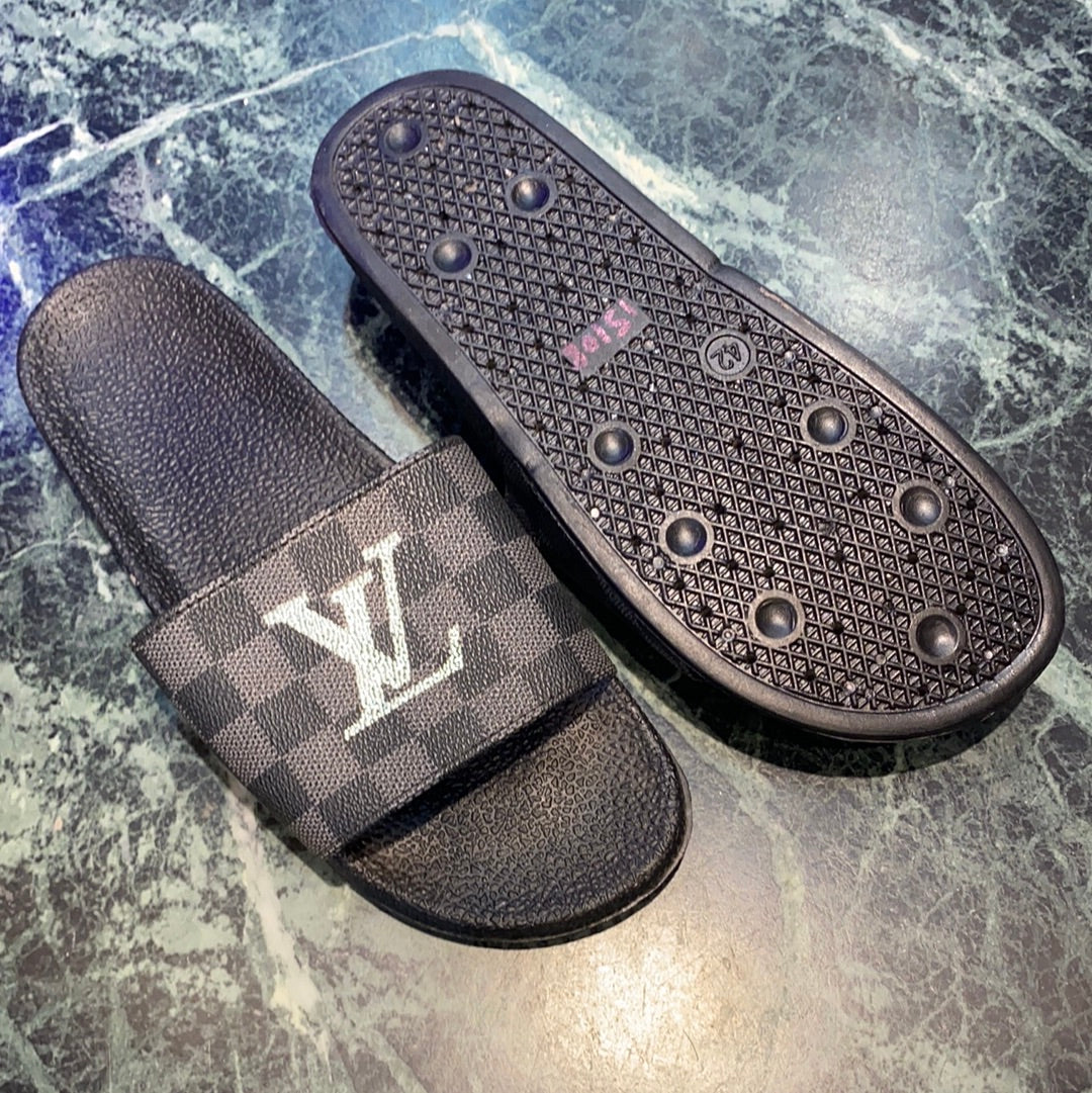 Black Grey Check Slipper (15108)