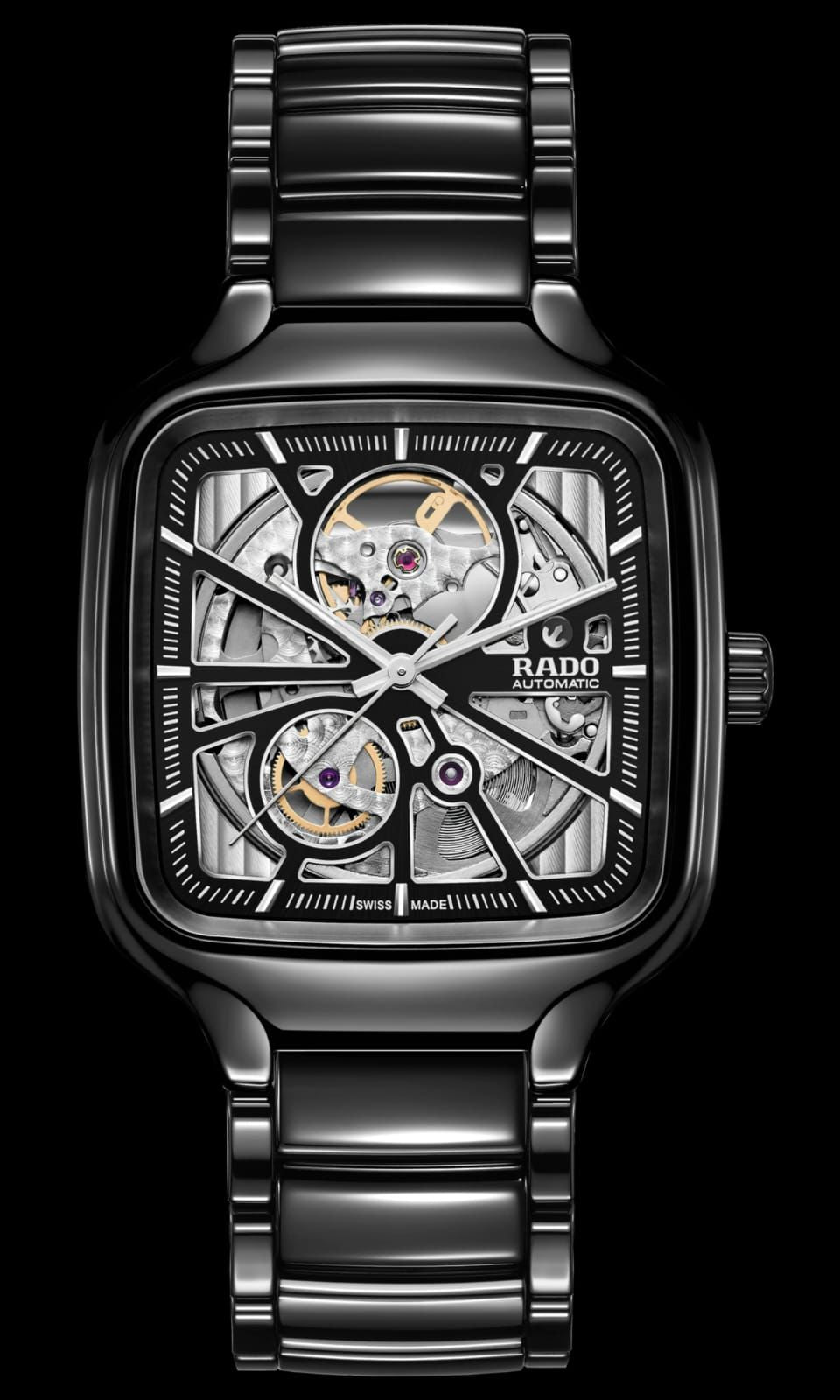 Dar Black Chain Silver Dial Ceramic Men Watch