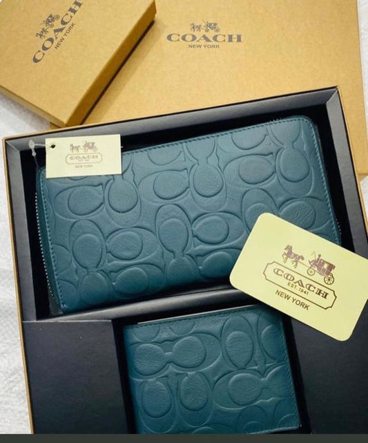 AOC Ladies And Mens Wallet With Signature Embossed Combo Man Ladies Gift Set Wallet 41346