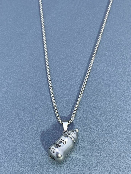 Sliver Baby Bottle Pendant Necklace Chain 50262