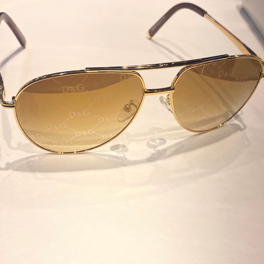Gold Fram Gold Shade Printed Branded Luxury Sunglasses DG4341 61 14-140