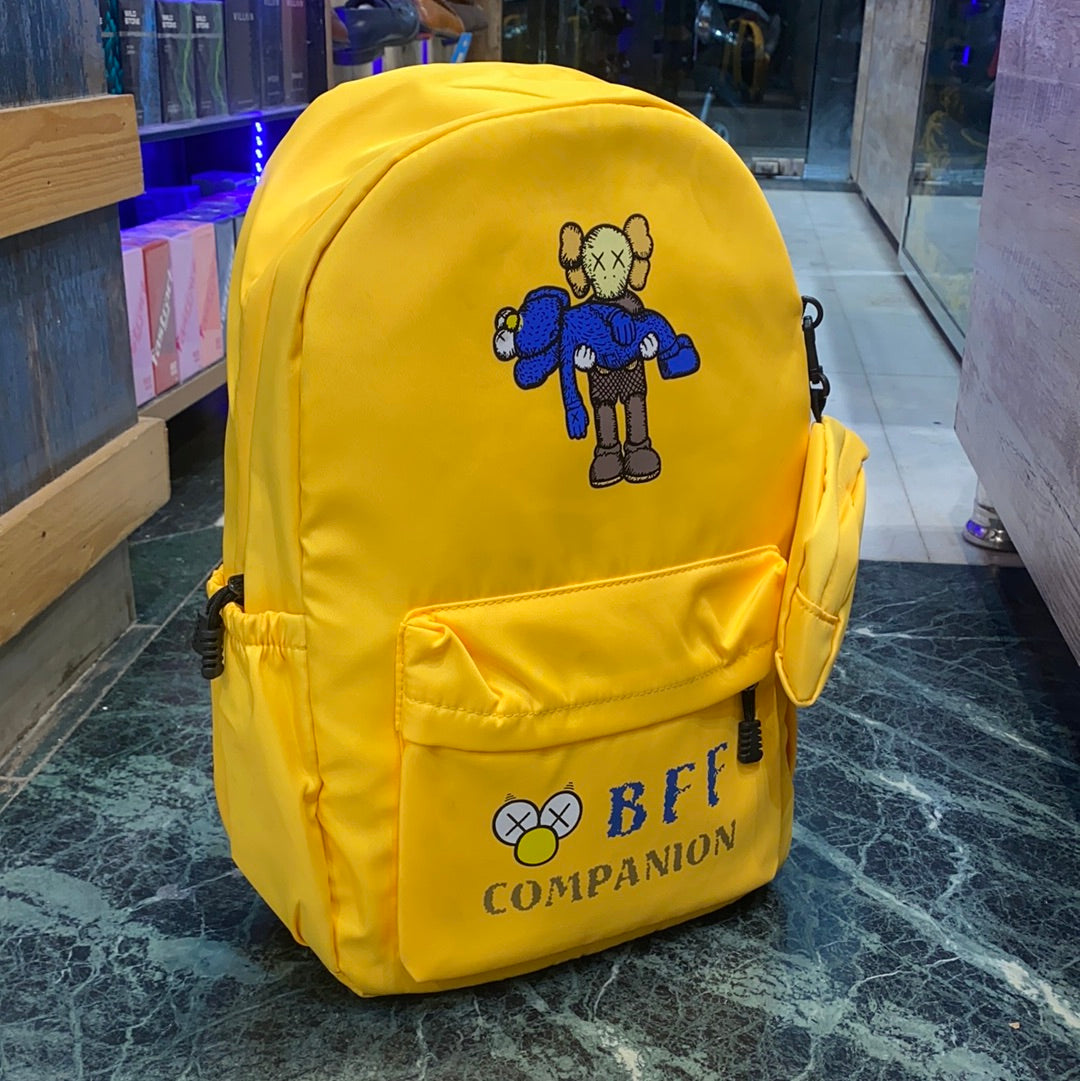 Yellow College School Backpack Bag with Pouch 3962