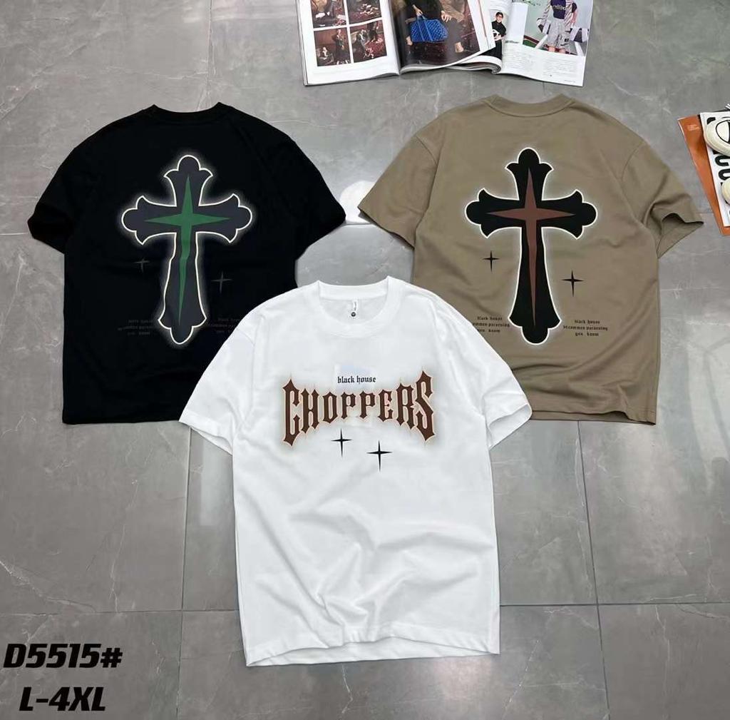 White Colour Black House Chopper With Back Print Drop Shoulder TShirt 298117