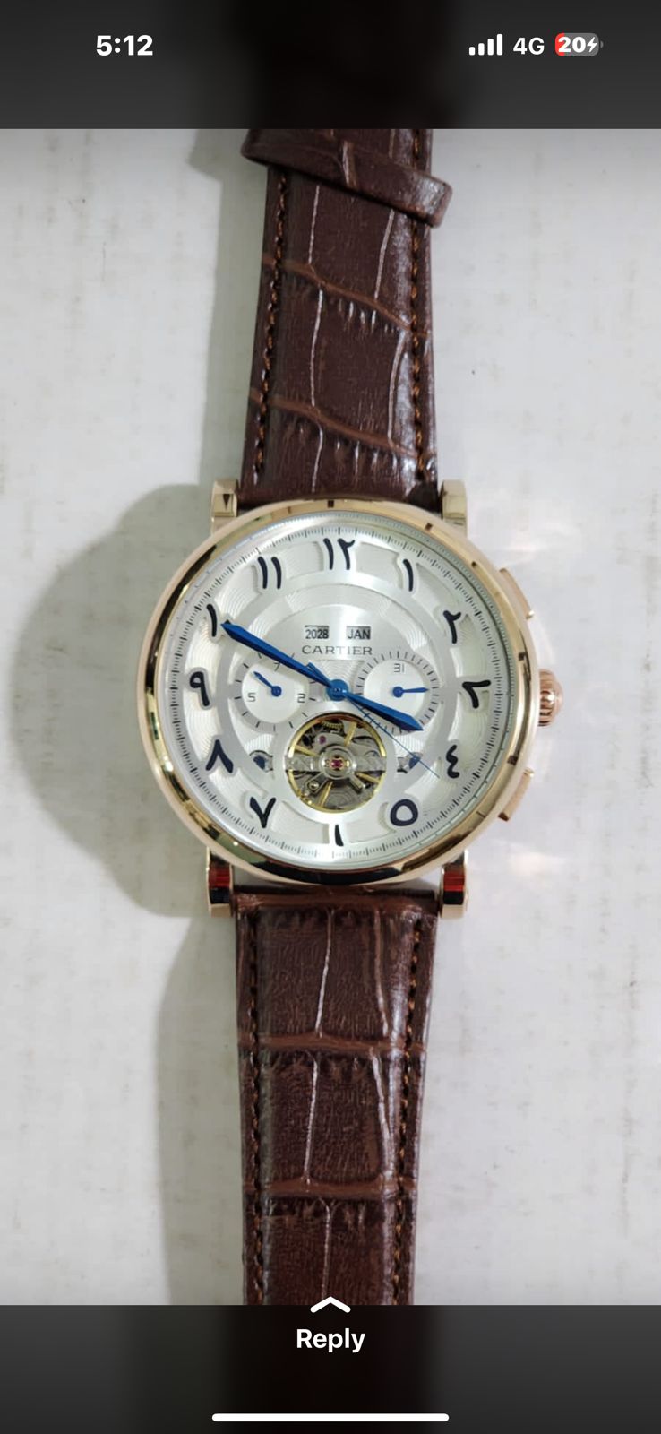 Rac Brown Strap White Dial Automatic Men Watch 901200