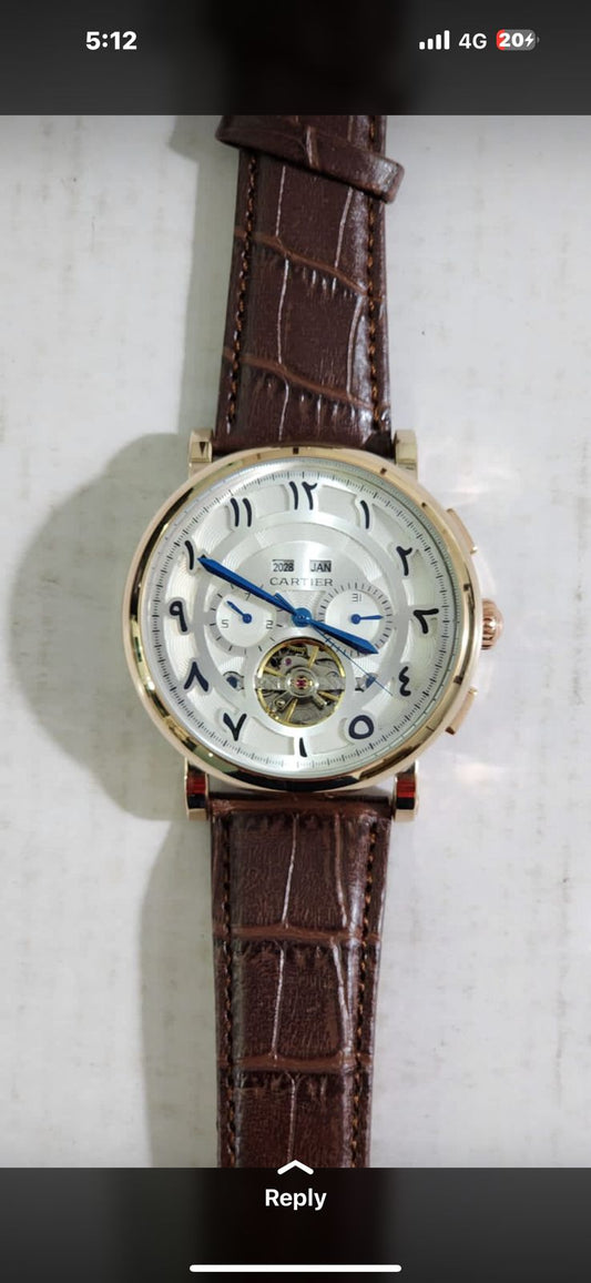 Rac Brown Strap White Dial Automatic Men Watch 901200