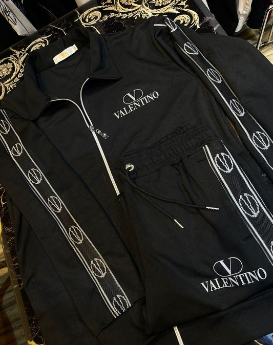 Black Colour VAL LAV AV  With Logo Text Sleeve Tracksuit Combo 9116