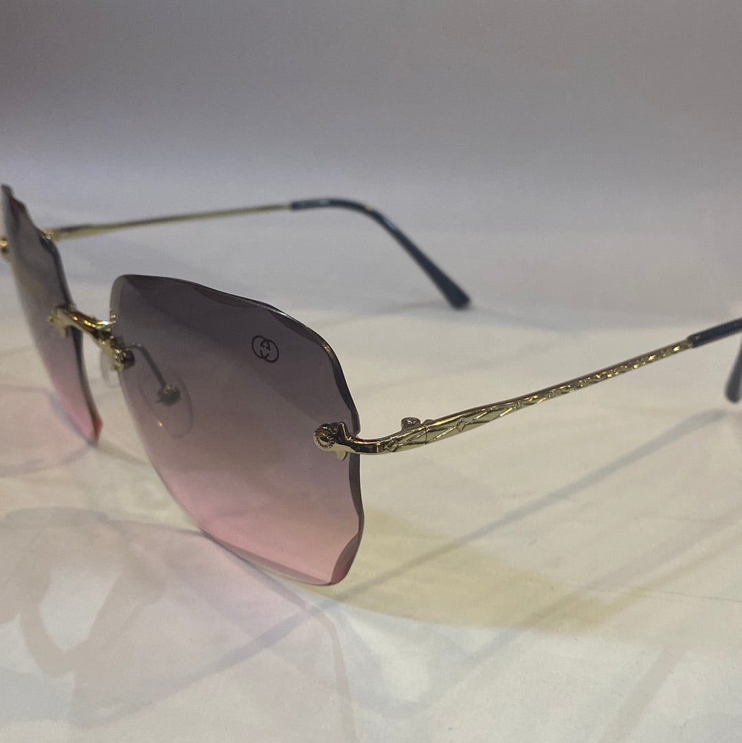 CUG Frameless Golden Black Stick Black Pink Shade Sunglass 68108 59 18-141