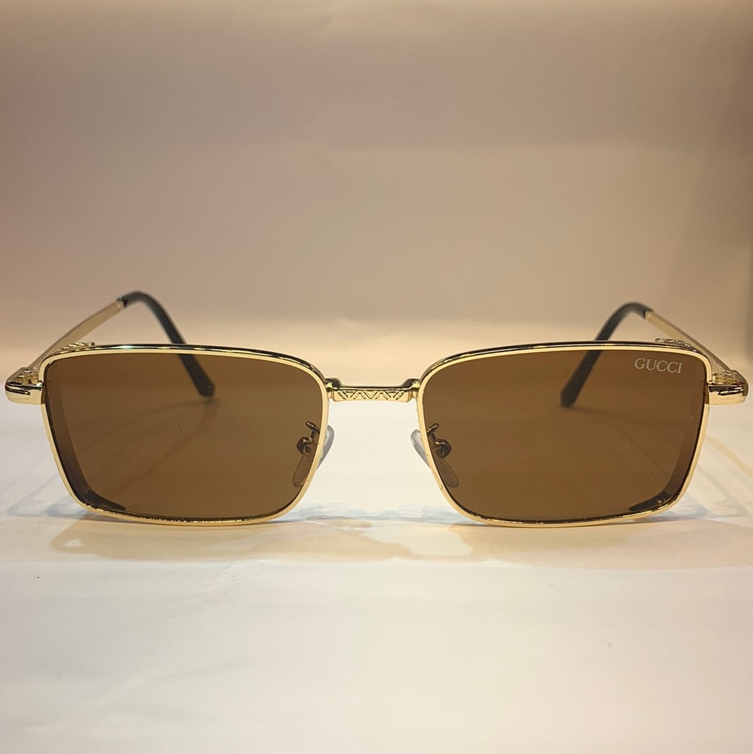 CUG Gold Frame Brown Shade Small Frame Unisex Sunglass 2252
