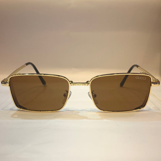 CUG Gold Frame Brown Shade Small Frame Unisex Sunglass 2252