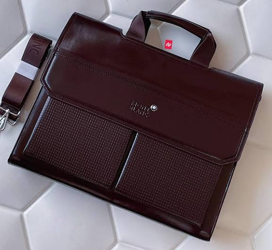 NOM MON Coffee Brown Colour With Multiple Zipper Laptop Bag 0861