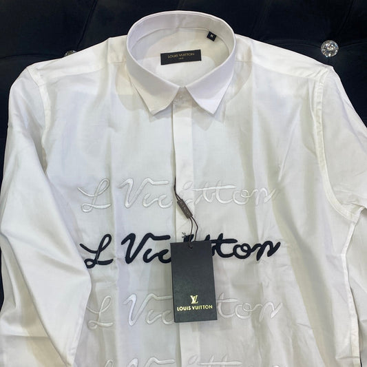 VL UOL LOU White Colour VL Logo Embroidery Design Imported Lycra Cotton Fabric Men’s Shirts 9162