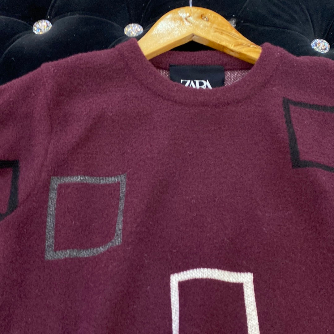 Purple ZR Soft Square Design Sweater for Men Unisex 9110