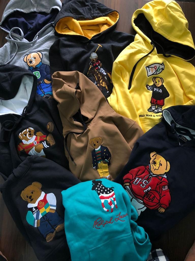 RL LOP POL Yellow Colour Hoodie Teddy Bear Man Unisex  9150