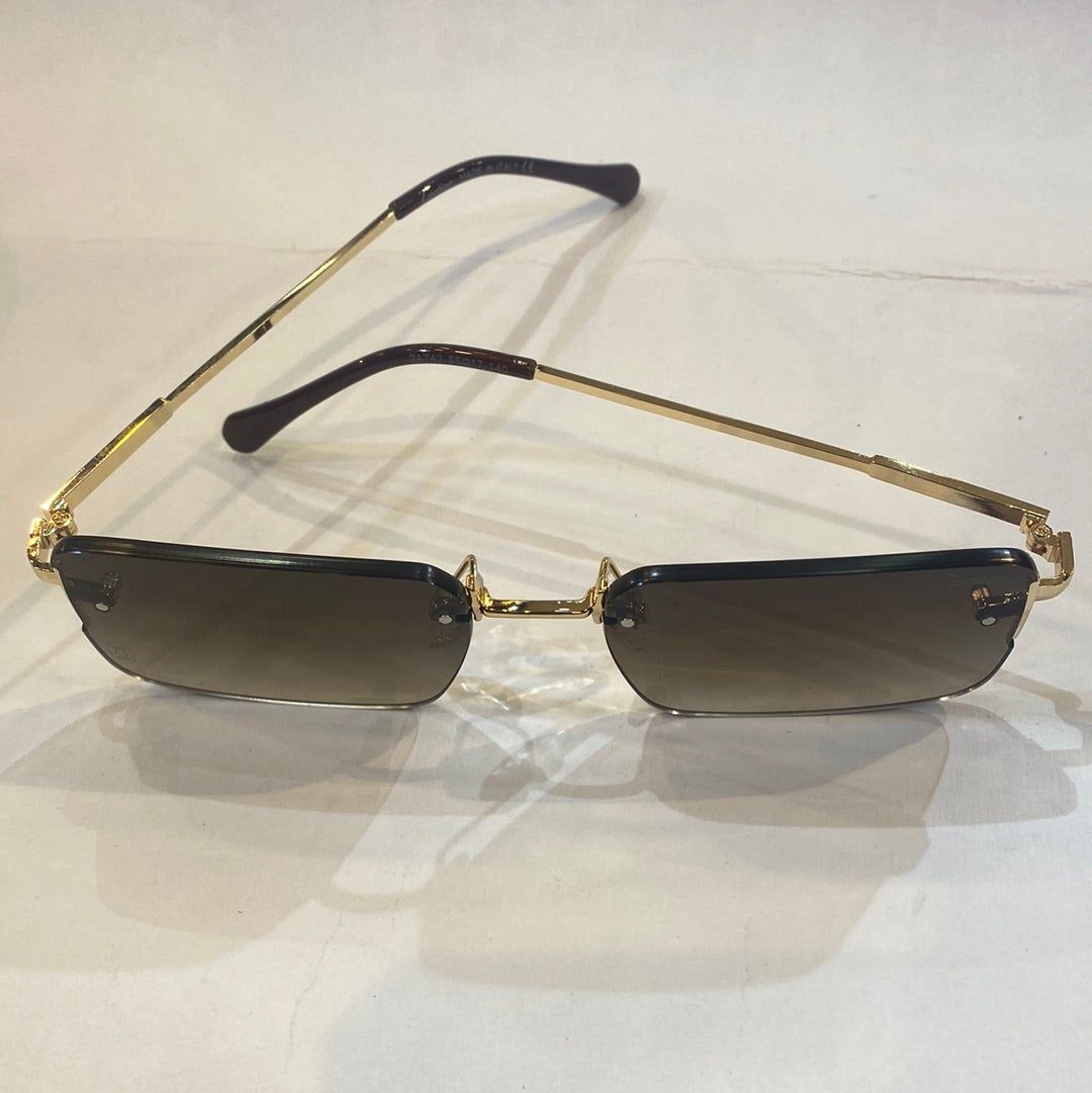 RAC Frameless Golden Stick Brown Shade Unisex Sunglasses 2A742 55 17-140