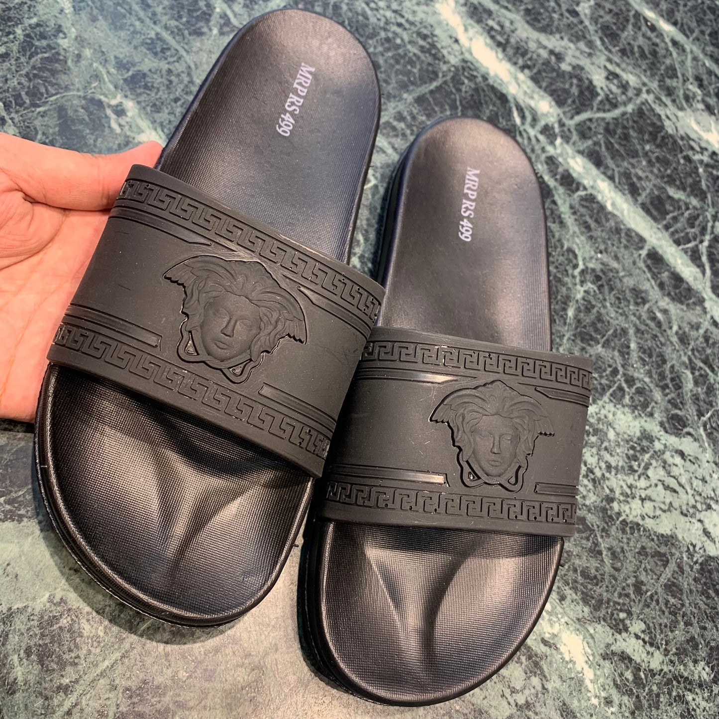 All Black Slippers