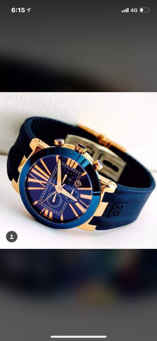 Blue Strap UN Watch Chrono Silicone Copper Black 401908
