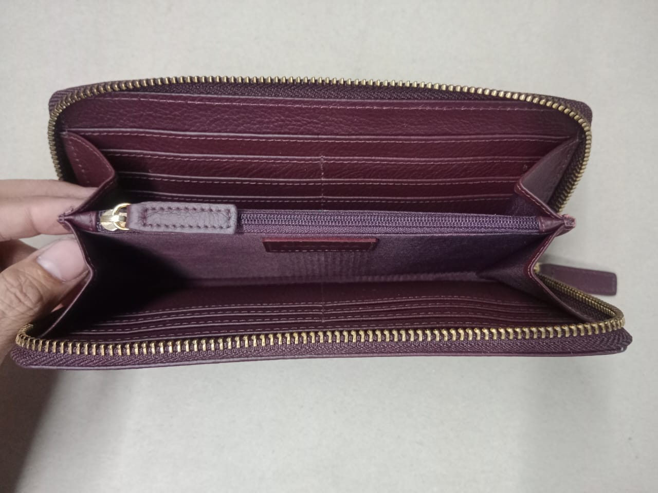 AOC COA Multi Colour With Simple Design Genuine Leather Ladies Clutch 730723