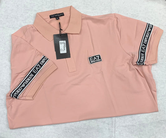 MRA ARM Peach Colour With Front Print Lycra Fabric Collar Tshirt 50175