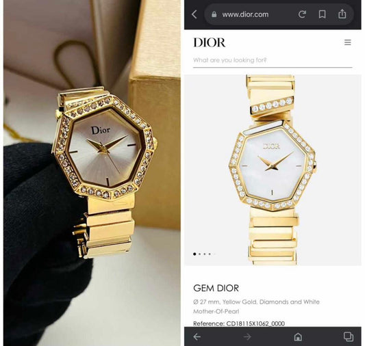 Oid Gold Chain Diamond White Dial ladies Watch