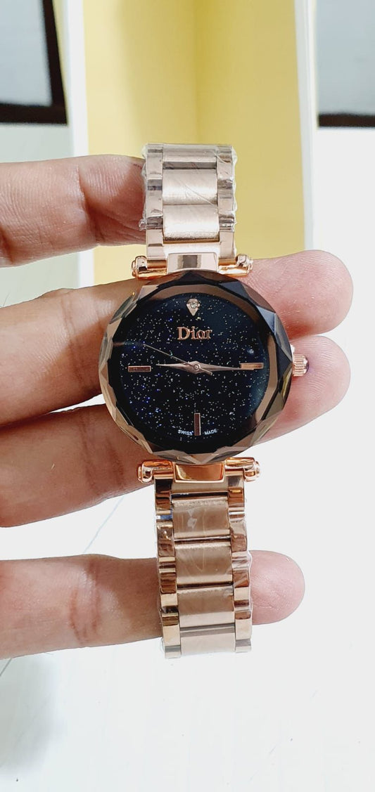 Oid Copper Chain Black Dial Ladies Watch 901236