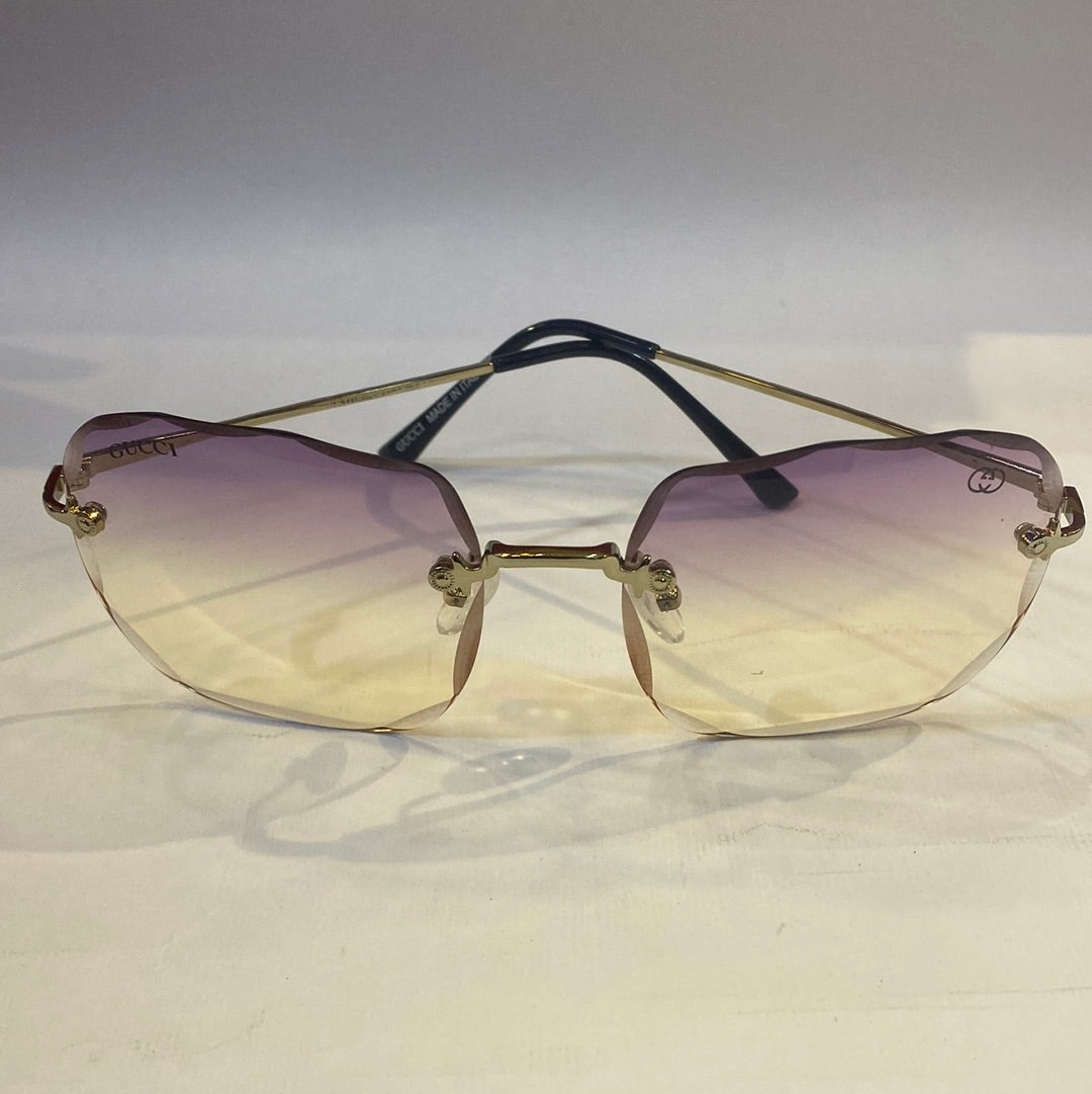 CUG Frameless Golden Black Stick Purple Transparent Shade Sunglass 68108 59 18-141