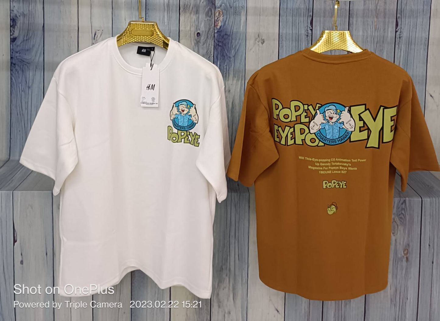 POPEYE Dark Grey Colour With Back Print Drop Shoulder Lycra Fabric TShirt 298130