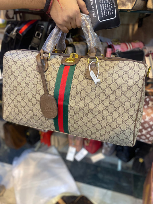 Cream Brown Gold Red Green Stripe CUG Unisex Duffle Bag