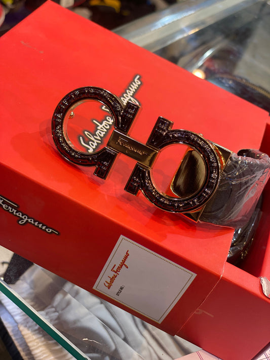 Ref Black Colour Gold Black Colour Buckle Men Belt 12117