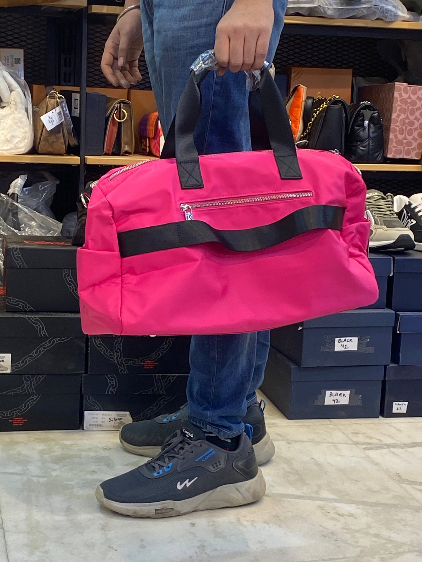 RAK KAR Pink Colour With Print Design Logo Premium Duffle Bag