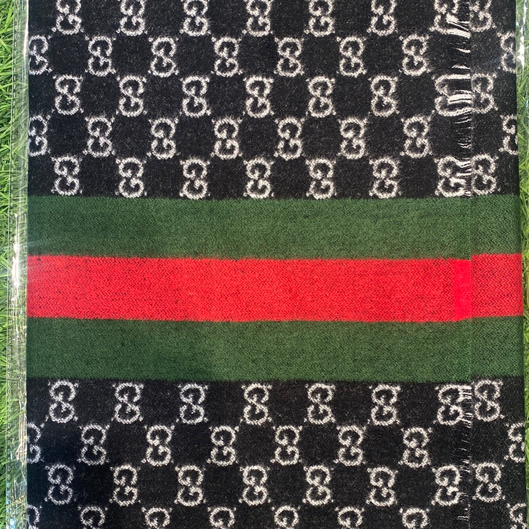 Cug Guc Black Grey Colour With Green Red Stripe Imported Muffler 49095
