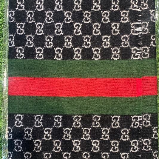 Cug Guc Black Grey Colour With Green Red Stripe Imported Muffler 49095