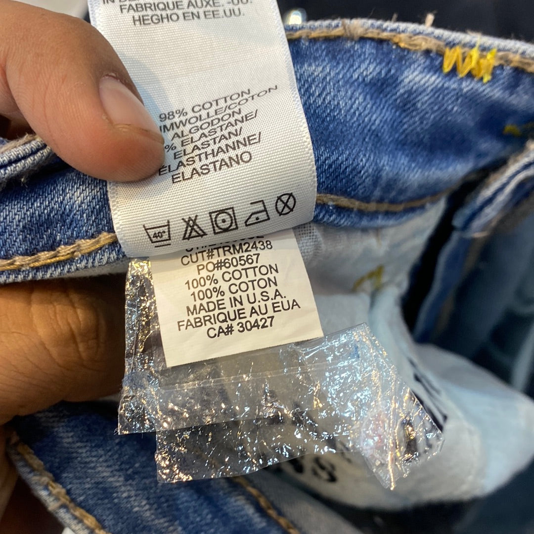TR Sky Blue Yellow Thread Button Straight Fit Jeans for Men Boys 110301