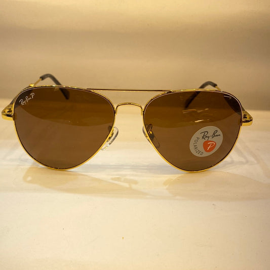 YAR RB Glossy Gold Brown Frame Brown Shade Unisex Aviator Sunglasses RB3518 58 14 140