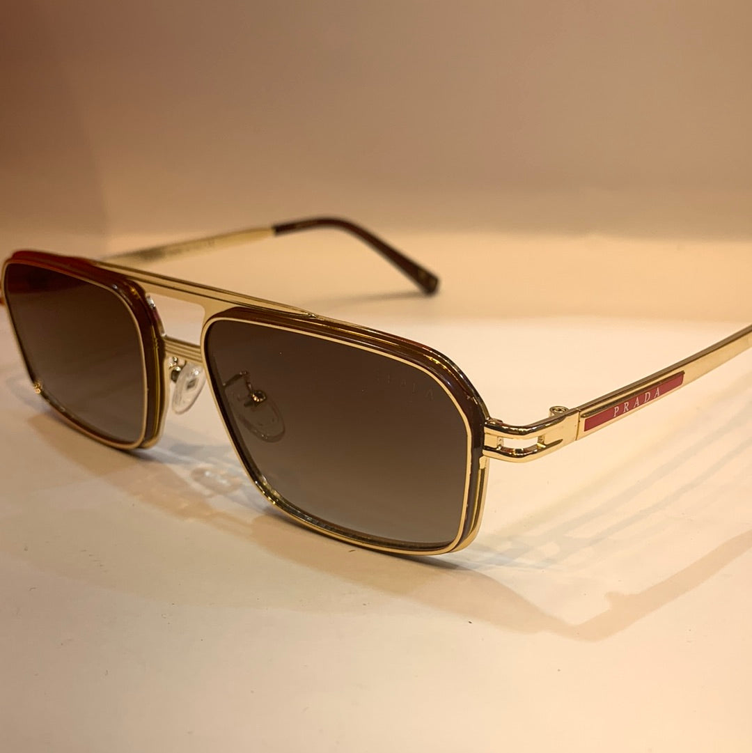 ARP Gold Frame Brown Shade Unisex Sunglass 2A569 40 13-136