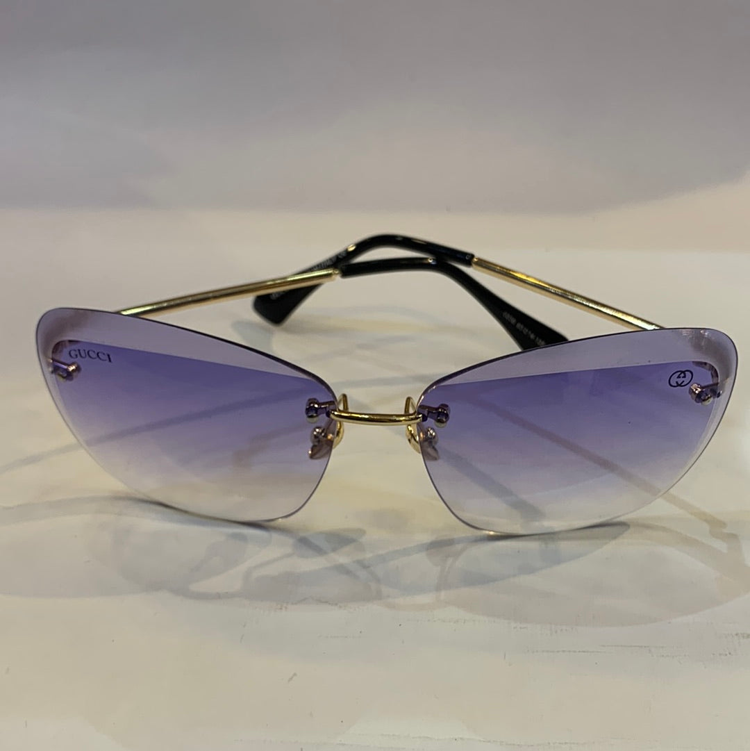 CUG Frameless Golden Black Stick Purple Shade Unisex Sunglass 6856 65 14-135