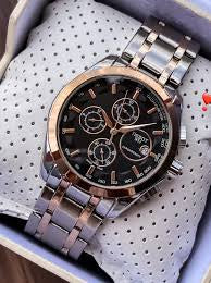 Sit Silver Copper Chain Black Dial Man Watch